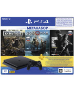 Игровая приставка Sony PlayStation 4 Slim 1TB Black (CUH-2208B) + Gran Turismo: Sport + God Of War IV + Horizon Zero Dawn + PS Plus 90 дней